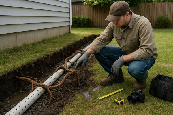 Roots in drain field