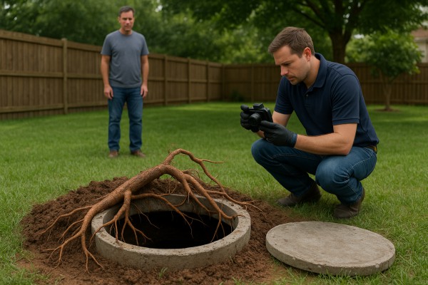 Roots in septic tank