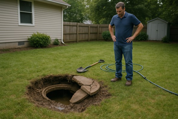 Septic tank collapsed