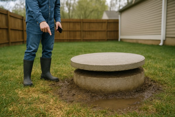 Septic tank floating (tank buoyancy)