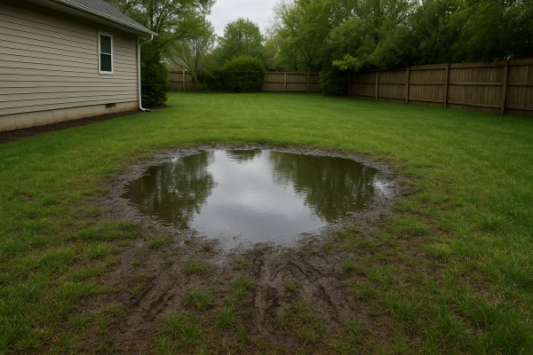 Standing water over drain field
