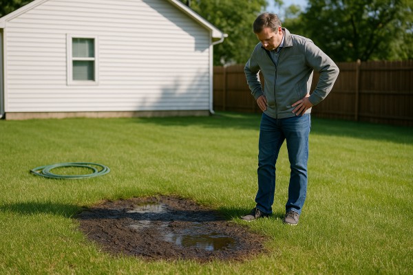 Wet spots in yard septic