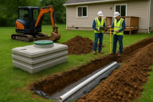 New septic system installation