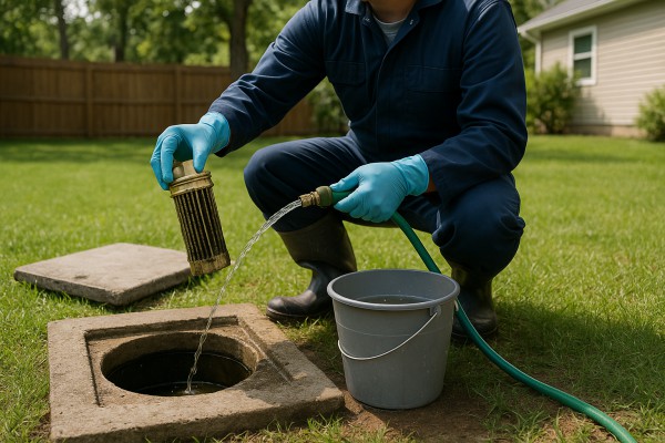 Septic filter cleaning