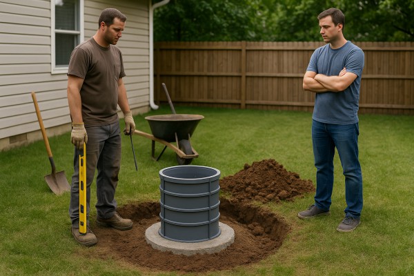 Septic tank access riser installation