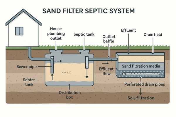 Sand filter septic system